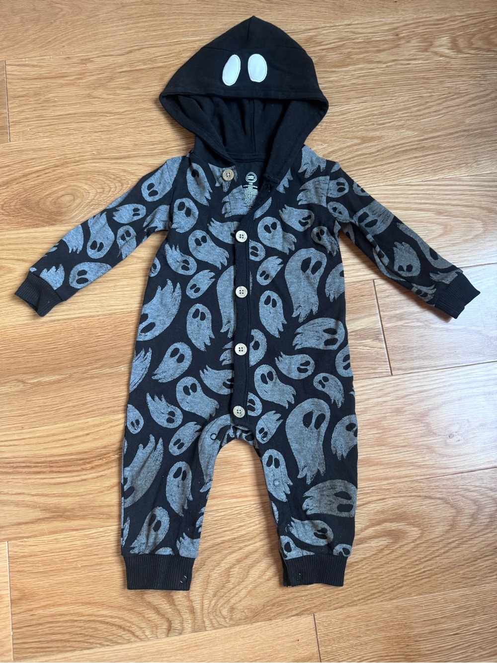 wonder nation Black and Gray Ghost Hooded One-Piece for Halloween